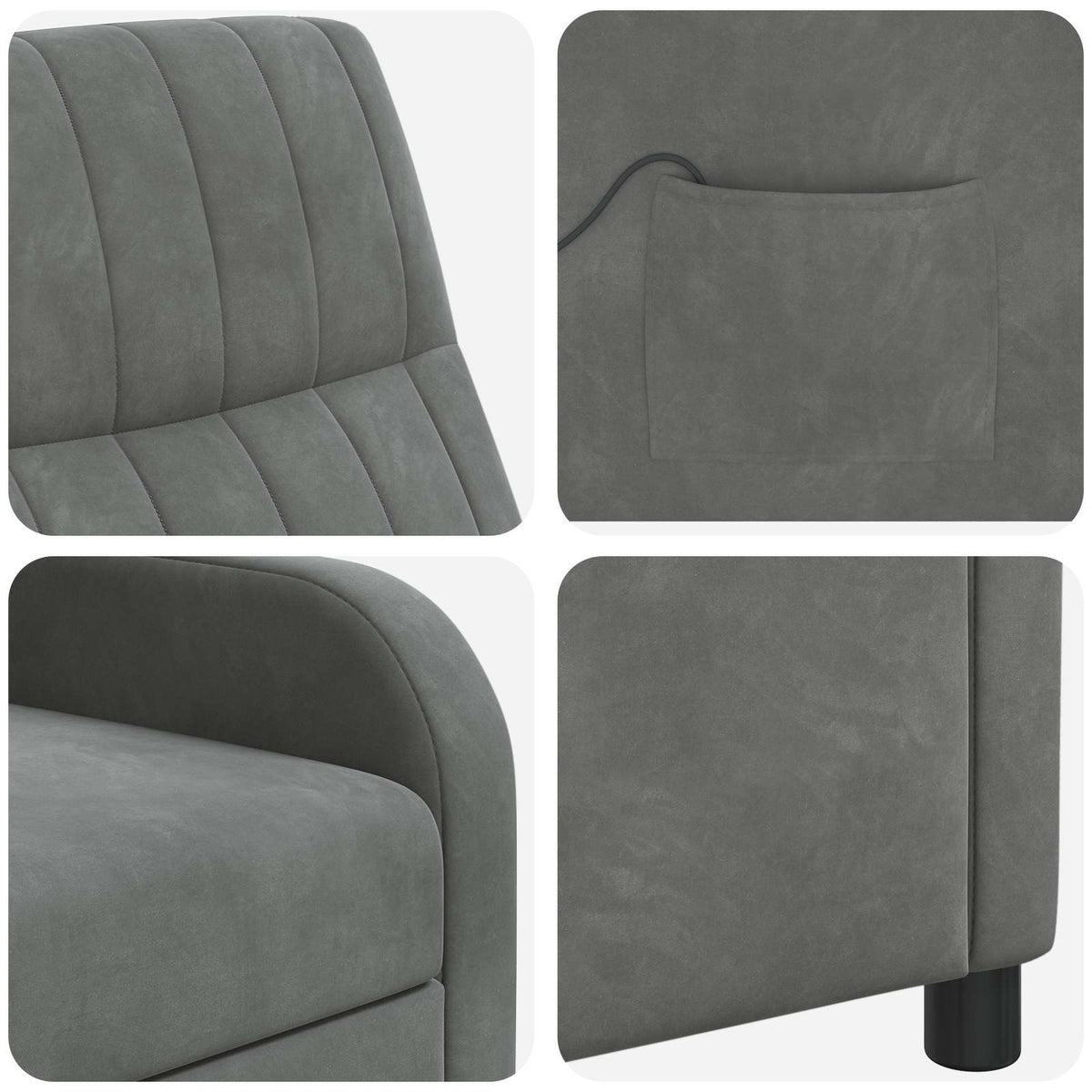 Massage Recliner Donkergrijs fluweel
