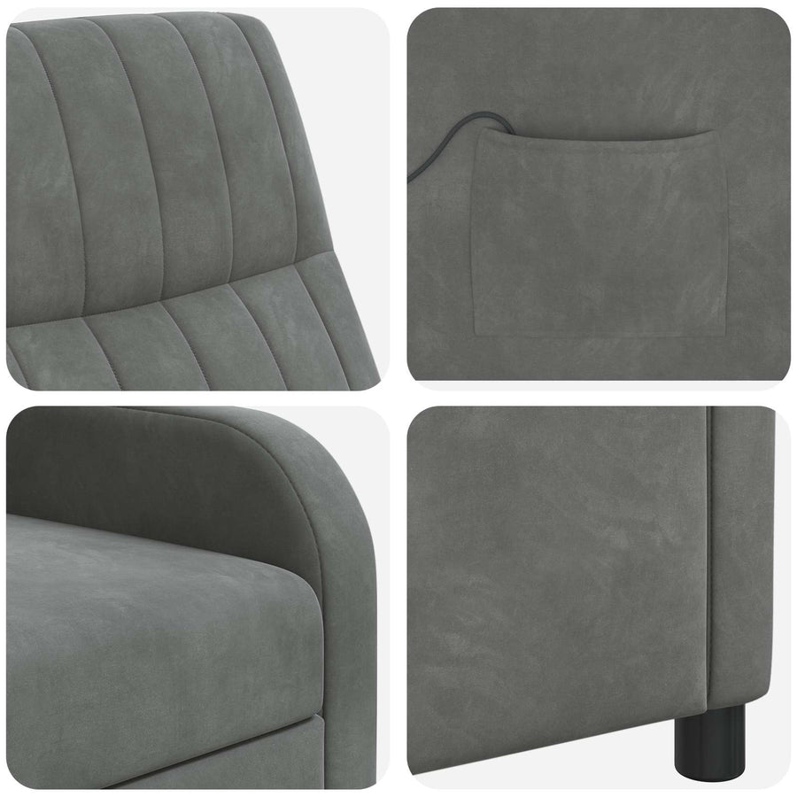 Massage Recliner Donkergrijs fluweel