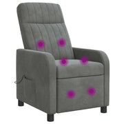 Relaxfauteuil donkergrijs fluweel met massage