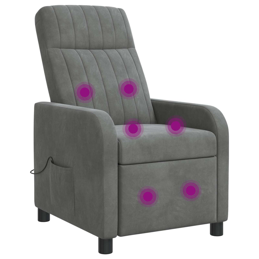 Massage Recliner Donkergrijs fluweel