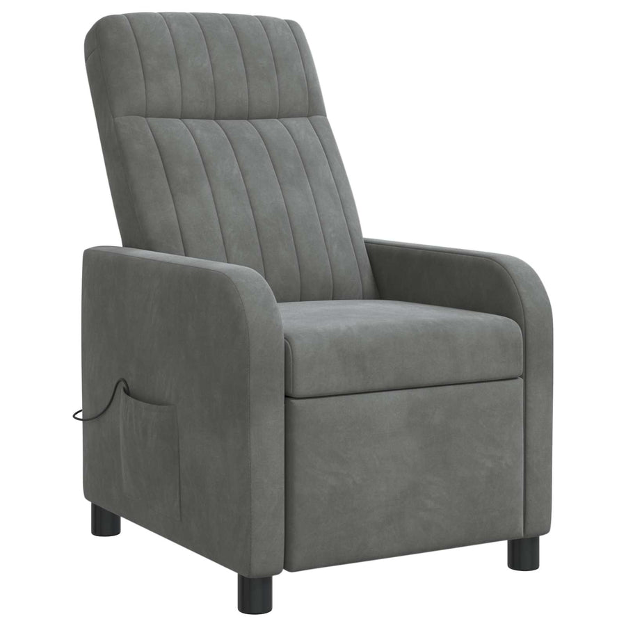 Massage Recliner Donkergrijs fluweel