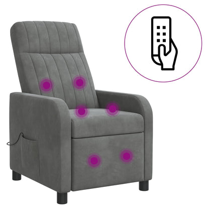 Massage Recliner Donkergrijs fluweel
