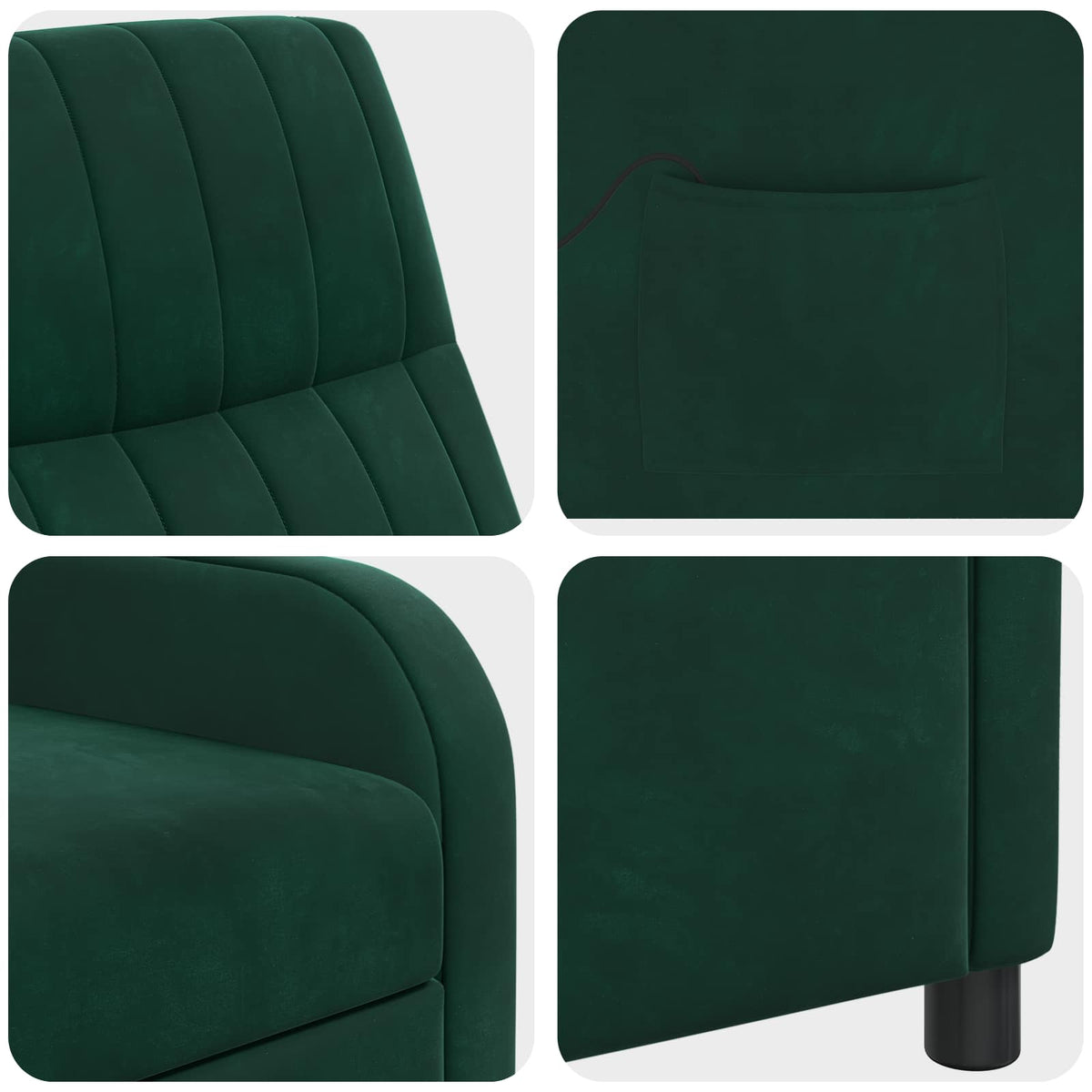 Massage Recliner Donkergroen fluweel
