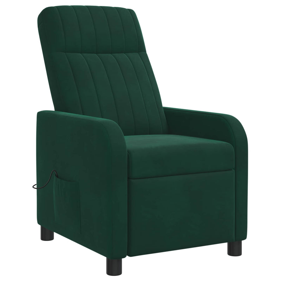 Massage Recliner Donkergroen fluweel