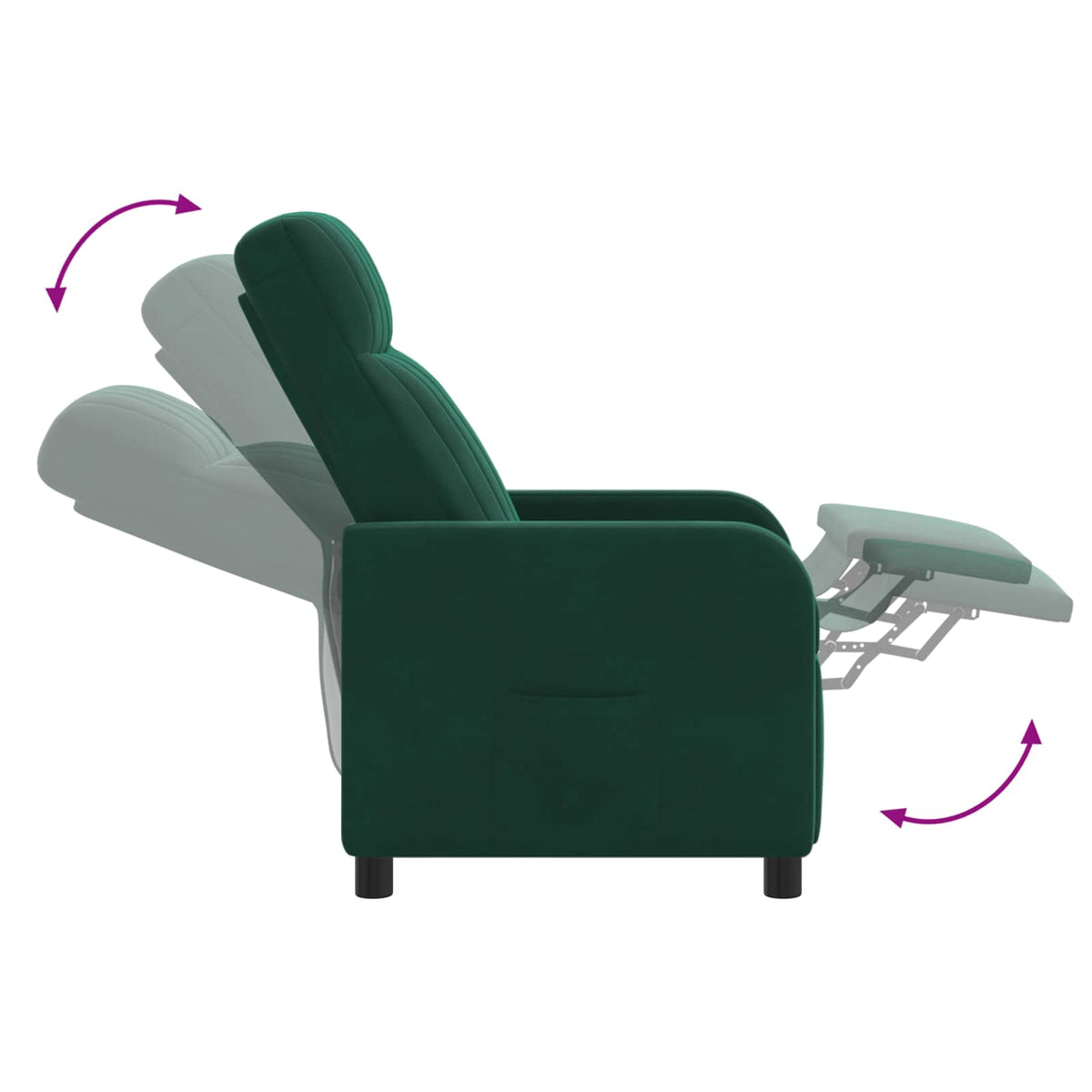 Massage Recliner Donkergroen fluweel