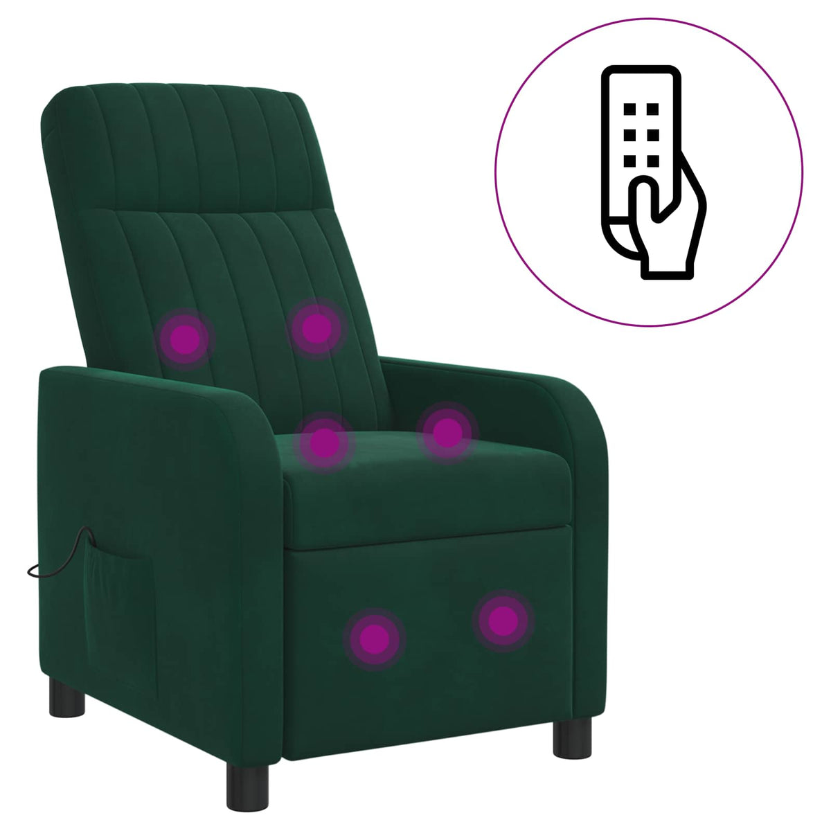 Massage Recliner Donkergroen fluweel