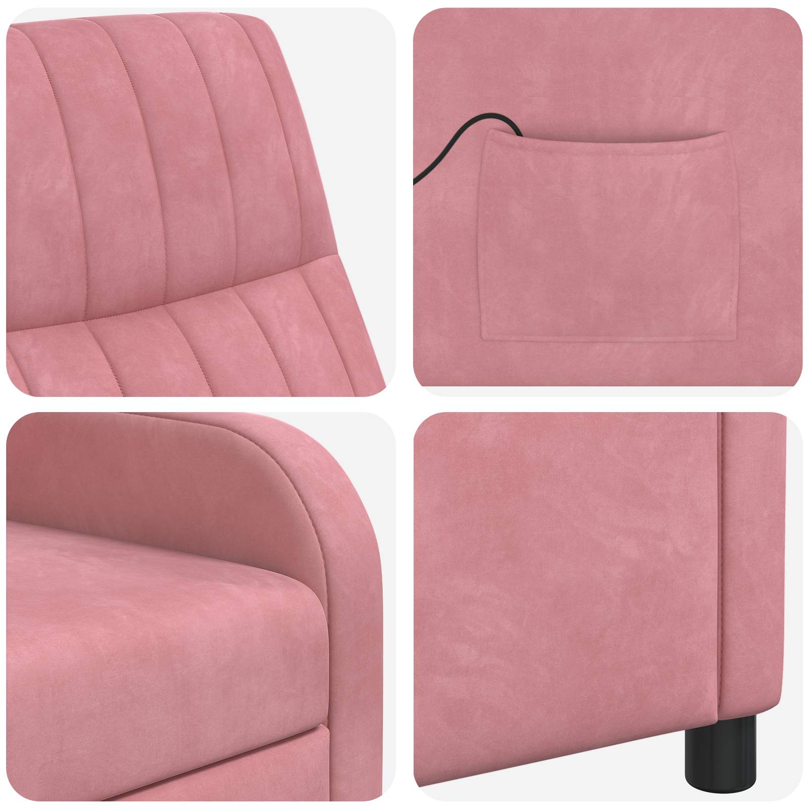 Massage Recliner Roze fluweel