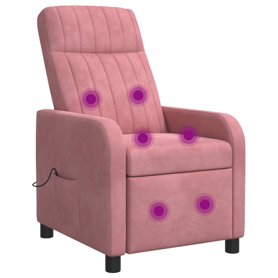 Massage Recliner Roze fluweel