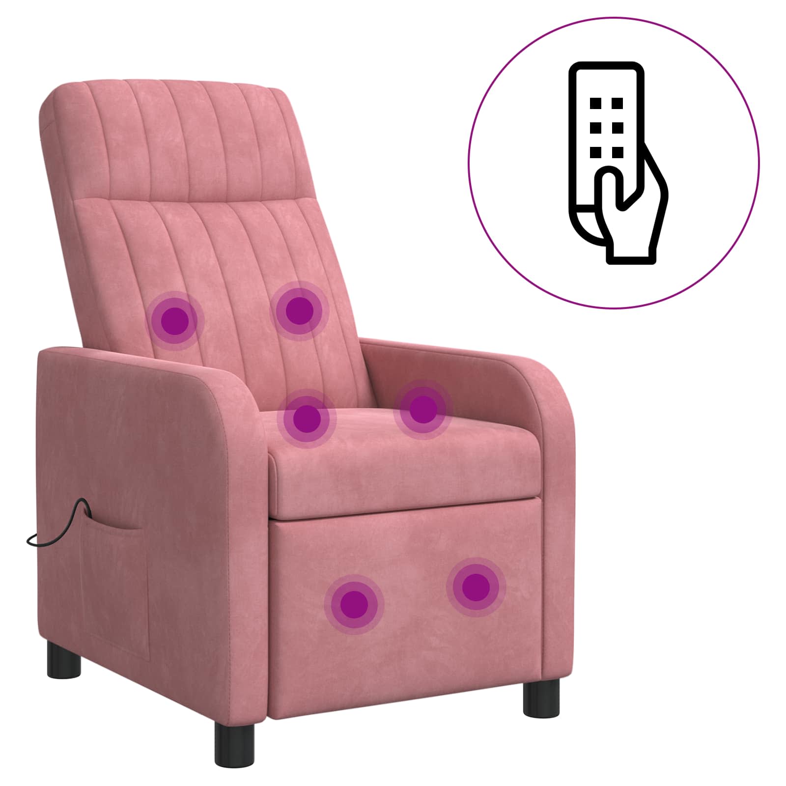 Massage Recliner Roze fluweel