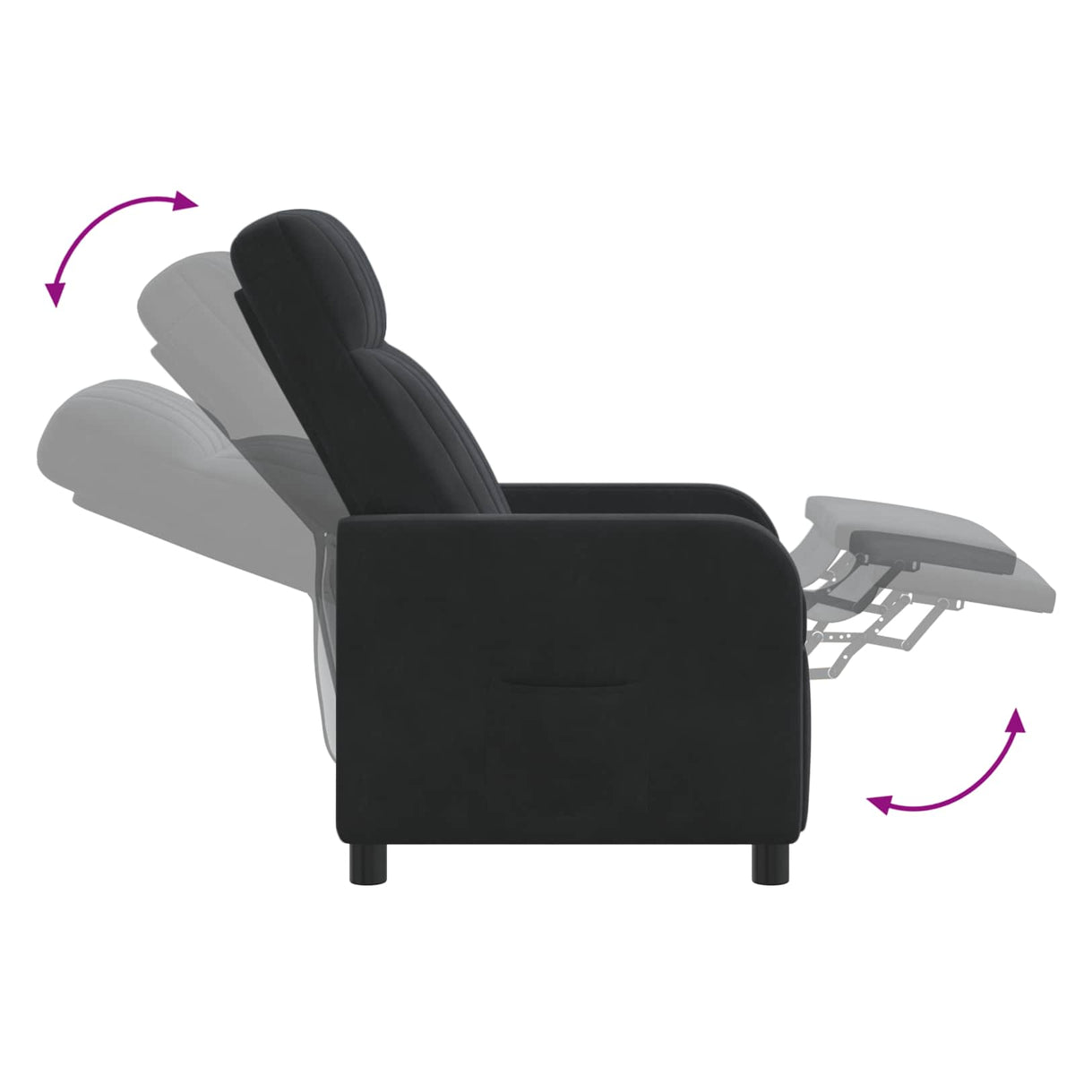 Massage Recliner Zwart fluweel