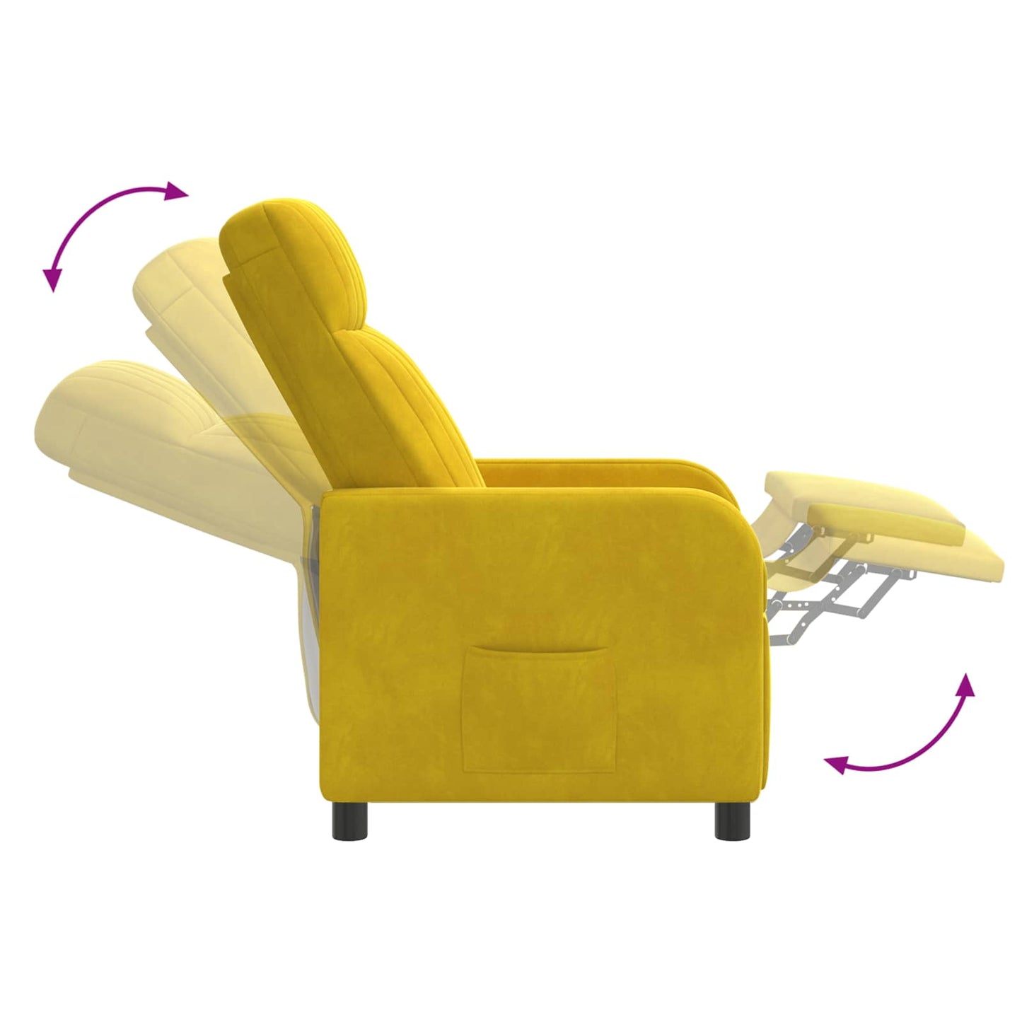 Massage Recliner Geel fluweel