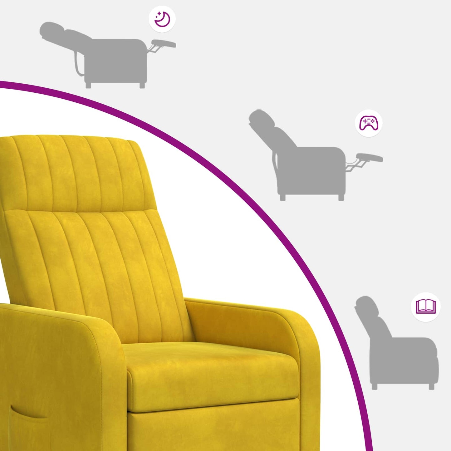 Massage Recliner Geel fluweel