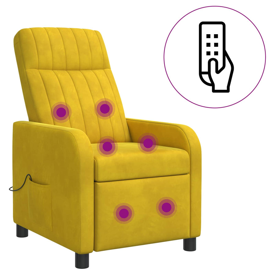 Massage Recliner Geel fluweel