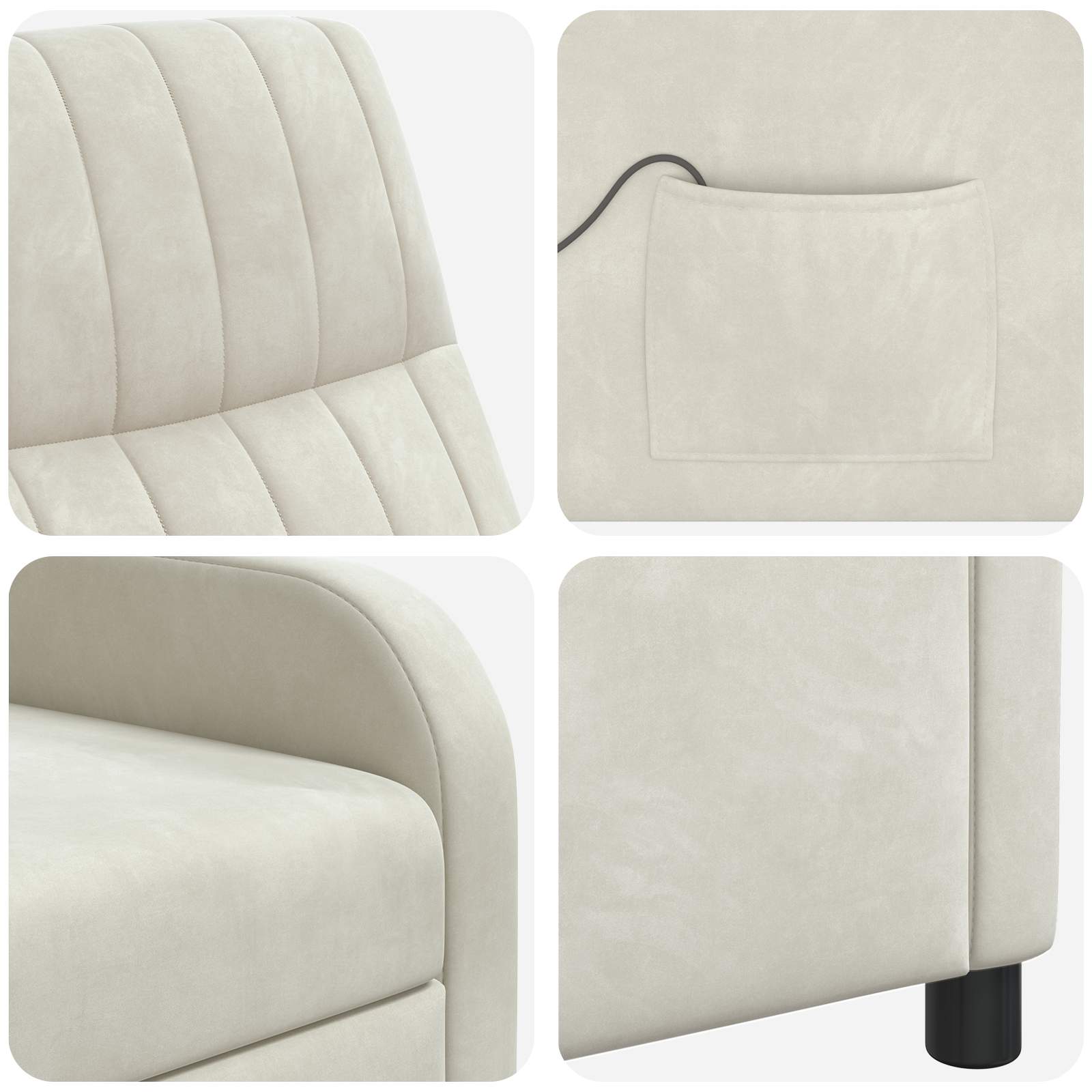 Massage Recliner Crèmekleurig fluweel