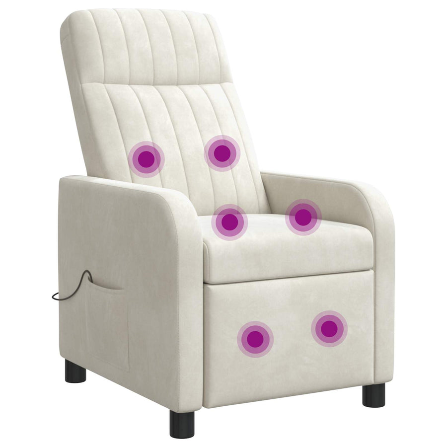 Massage Recliner Crèmekleurig fluweel