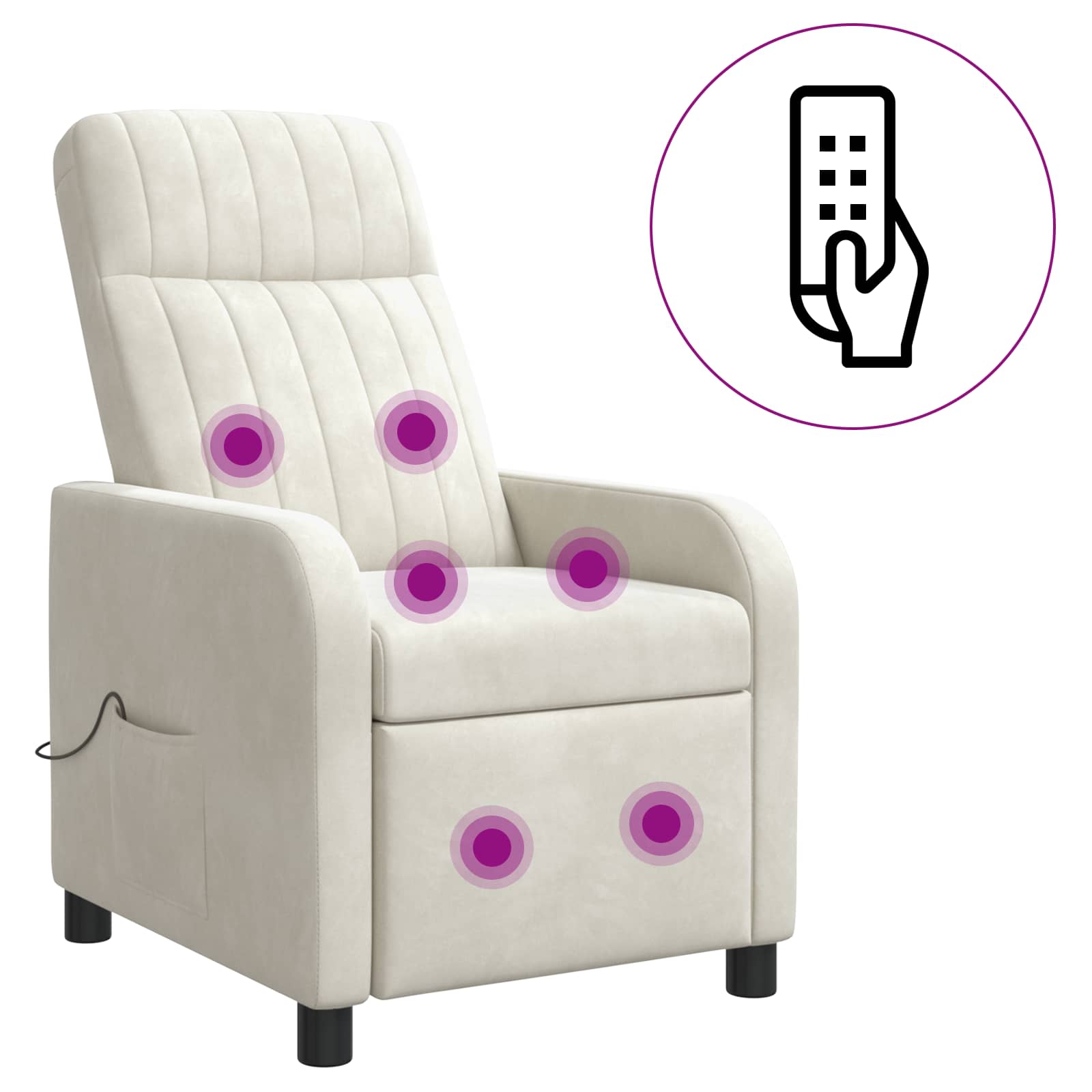 Massage Recliner Crèmekleurig fluweel