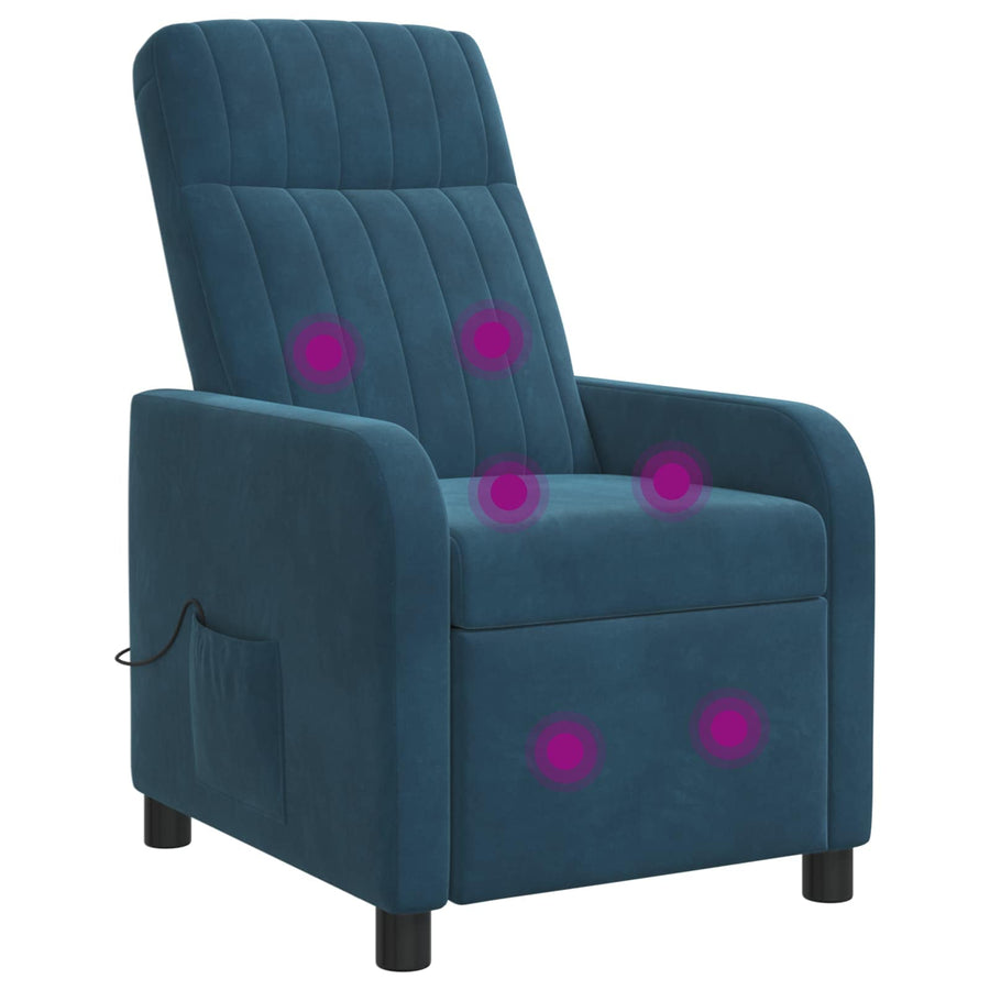 Massage Recliner Blauw fluweel