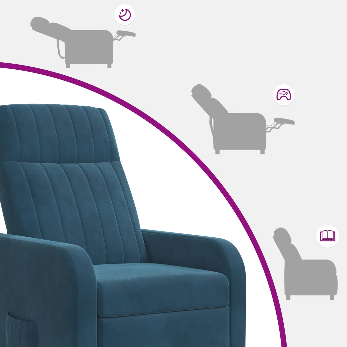 Massage Recliner Blauw fluweel