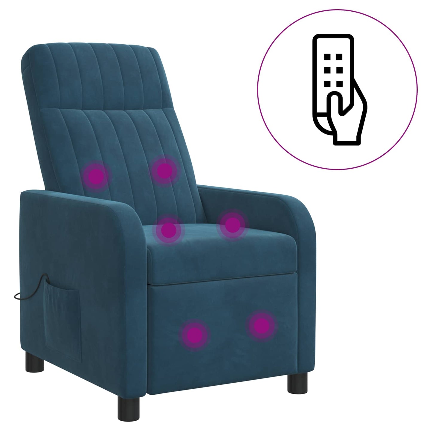 Massage Recliner Blauw fluweel