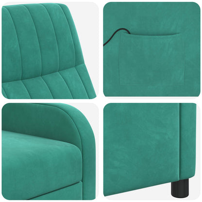 Massage Recliner Turquoise fluweel