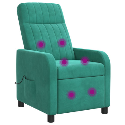 Massage Recliner Turquoise fluweel