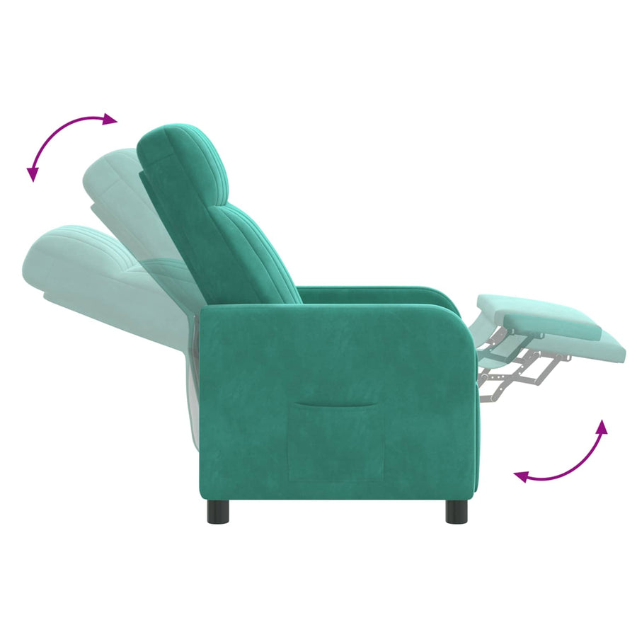 Massage Recliner Turquoise fluweel