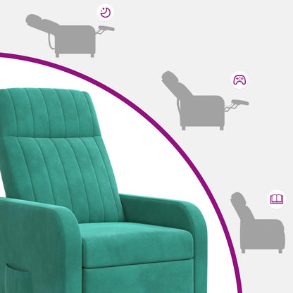 Massage Recliner Turquoise fluweel