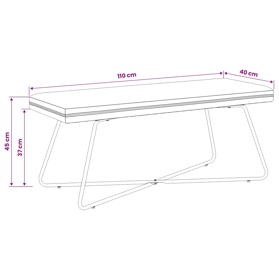 Bank Effen Lichtgroen 110 x 40 x 45 cm Fluweel