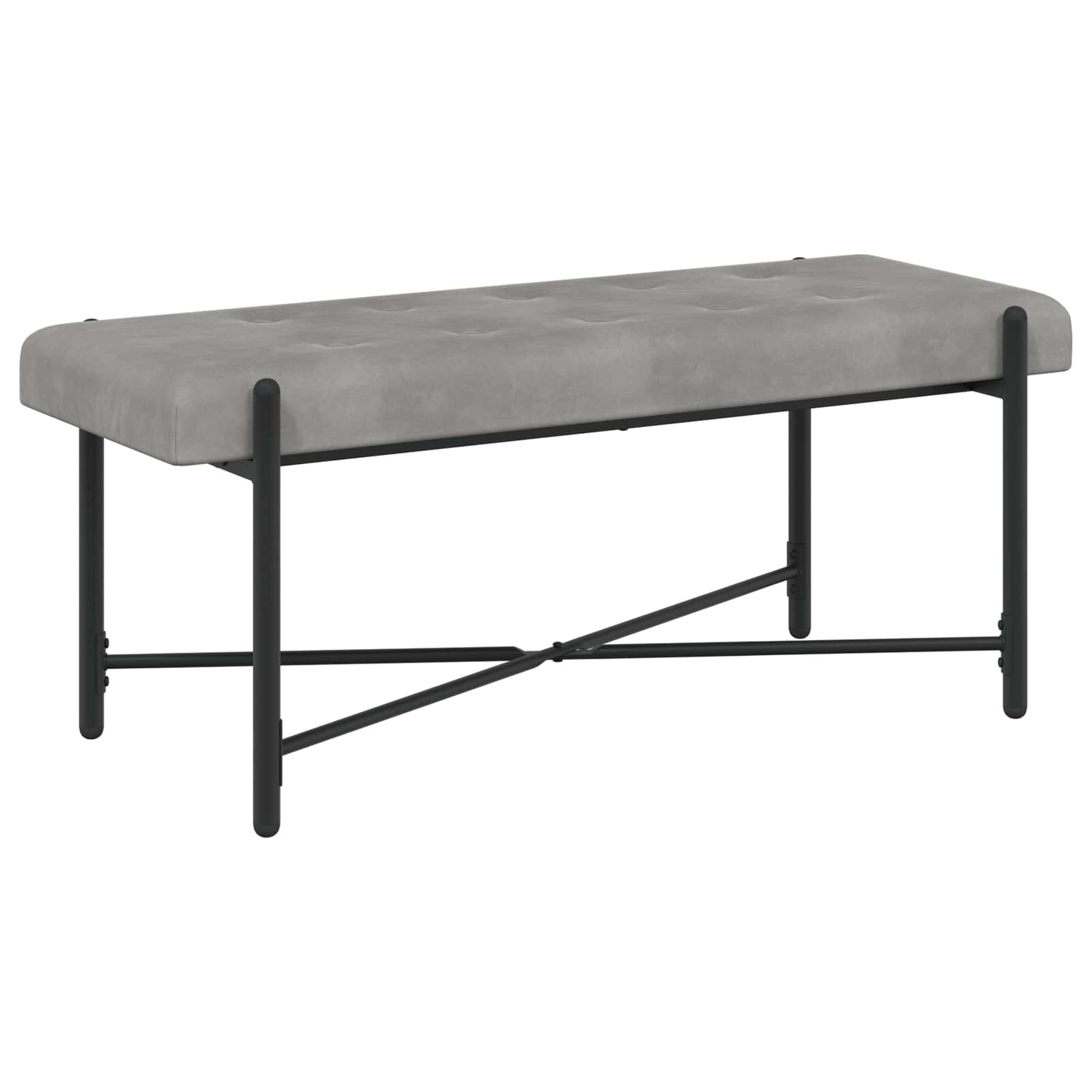 Knop-gestept Bankje met Kussens Lichtgrijs 110 x 40 x 46 cm