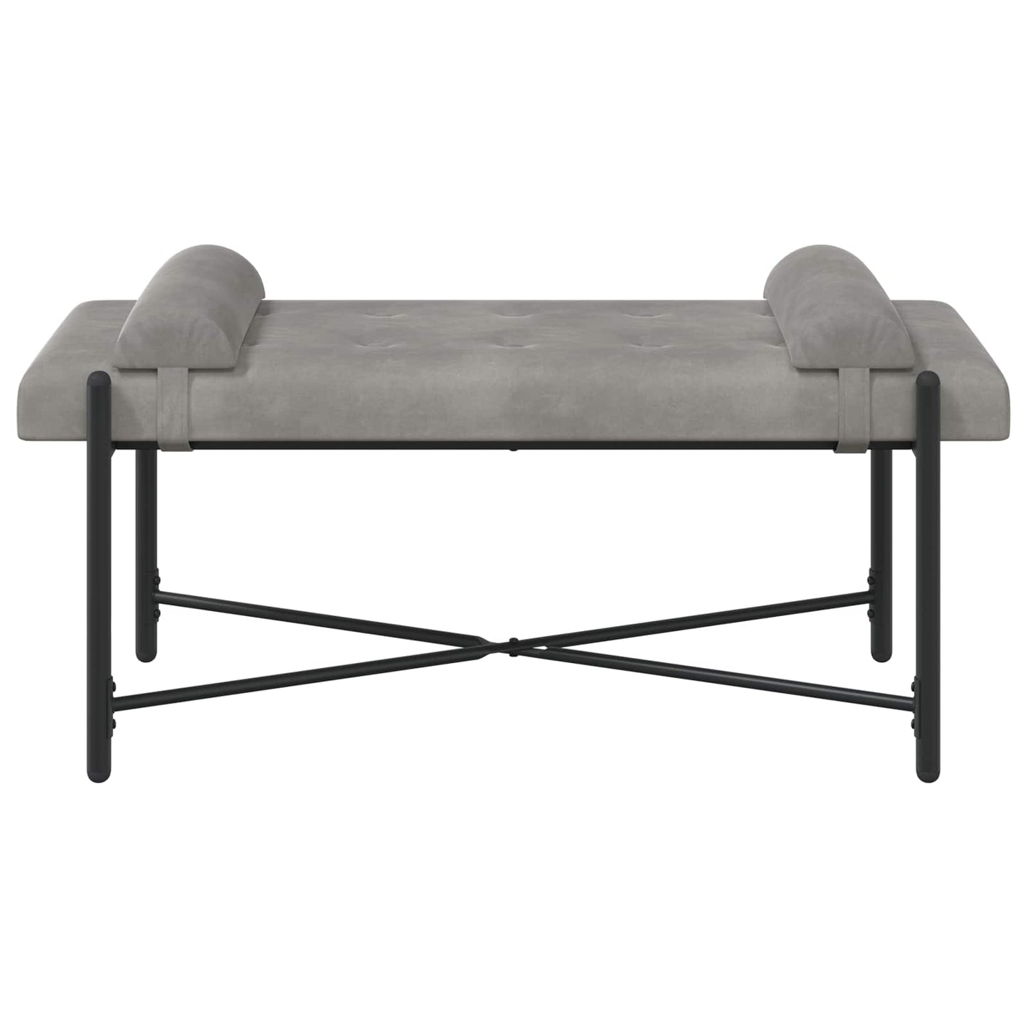 Knop-gestept Bankje met Kussens Lichtgrijs 110 x 40 x 46 cm