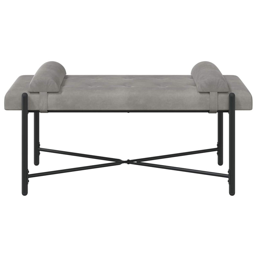 Knop-gestept Bankje met Kussens Lichtgrijs 110 x 40 x 46 cm