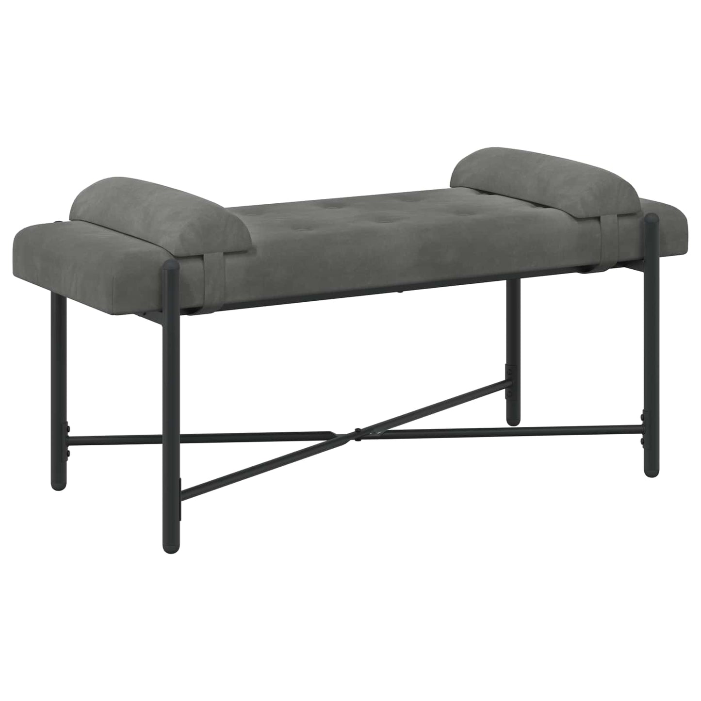 Knop-gestept Bankje met Kussens Donkergrijs 110 x 40 x 46 cm