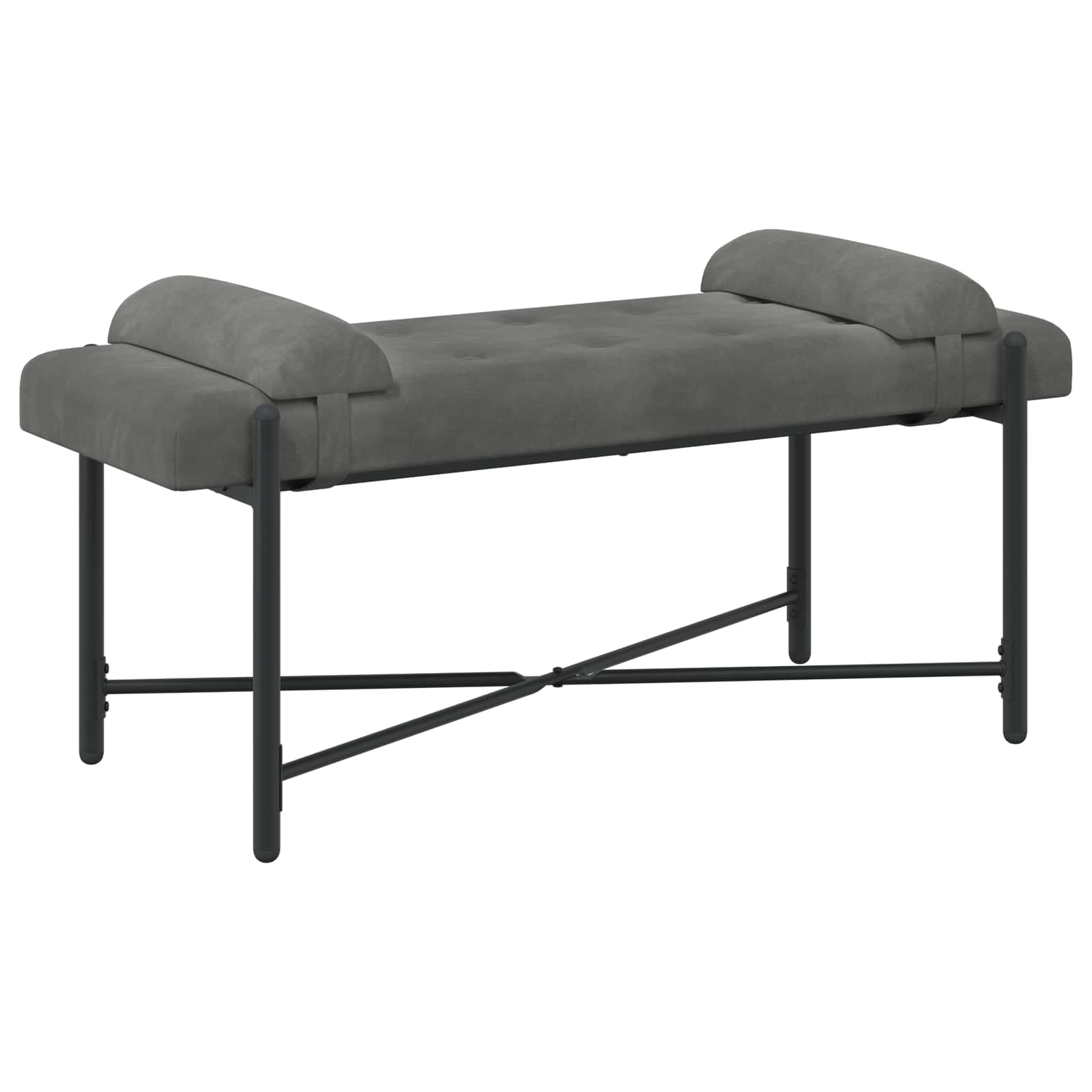 Knop-gestept Bankje met Kussens Donkergrijs 110 x 40 x 46 cm