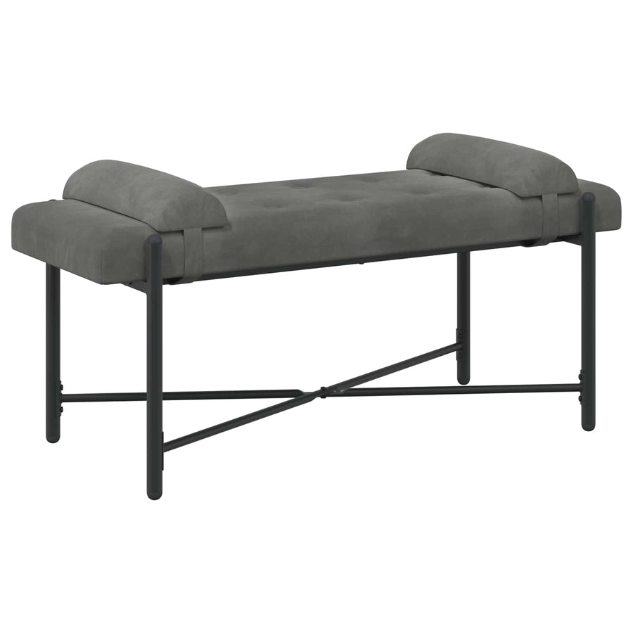 Knop-gestept Bankje met Kussens Donkergrijs 110 x 40 x 46 cm
