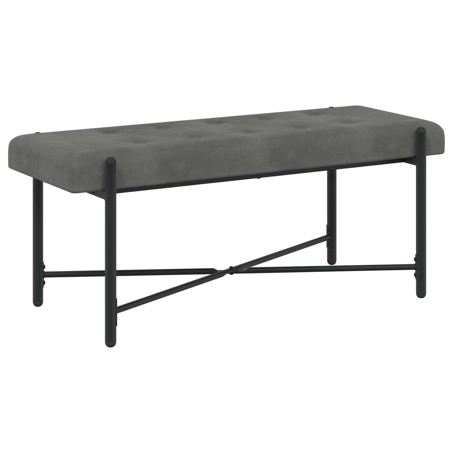 Knop-gestept Bankje met Kussens Donkergrijs 110 x 40 x 46 cm