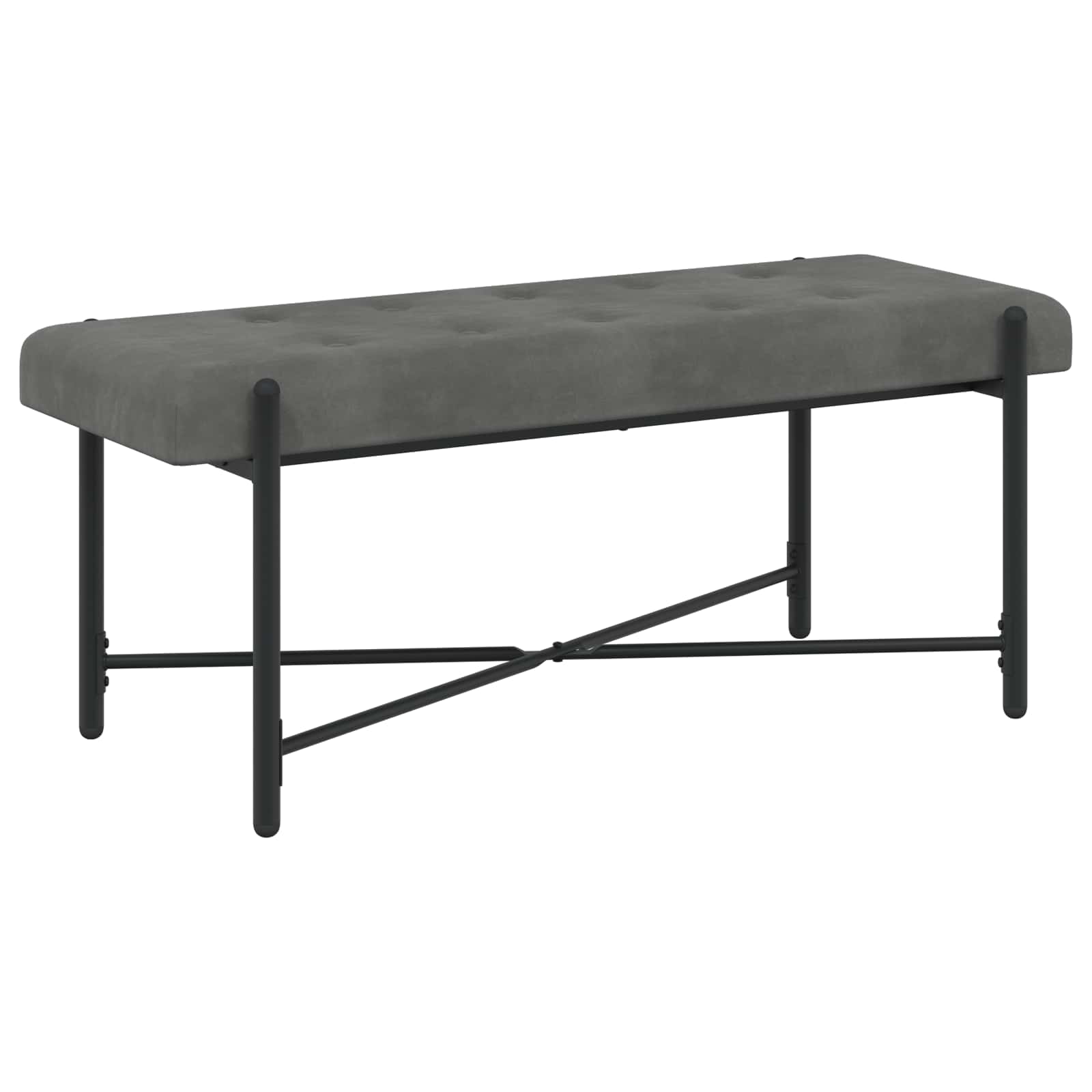 Knop-gestept Bankje met Kussens Donkergrijs 110 x 40 x 46 cm