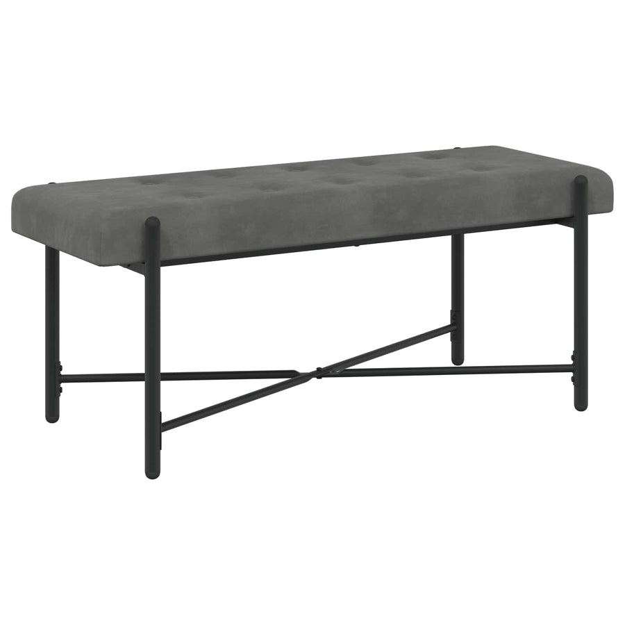 Knop-gestept Bankje met Kussens Donkergrijs 110 x 40 x 46 cm