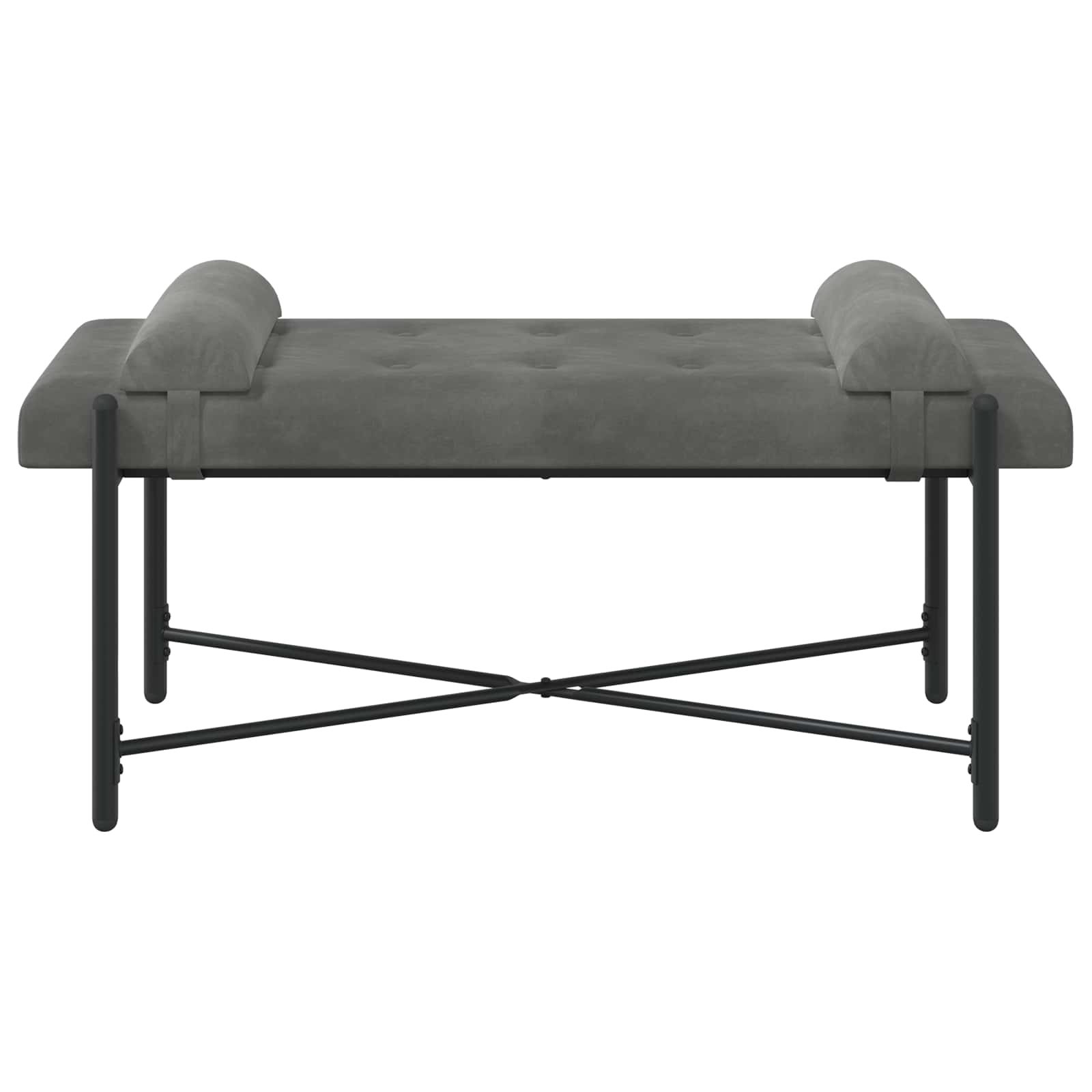 Knop-gestept Bankje met Kussens Donkergrijs 110 x 40 x 46 cm