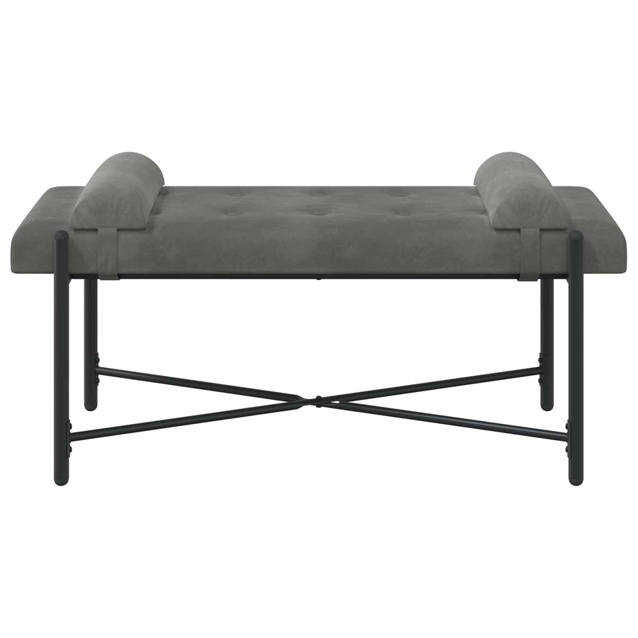 Knop-gestept Bankje met Kussens Donkergrijs 110 x 40 x 46 cm