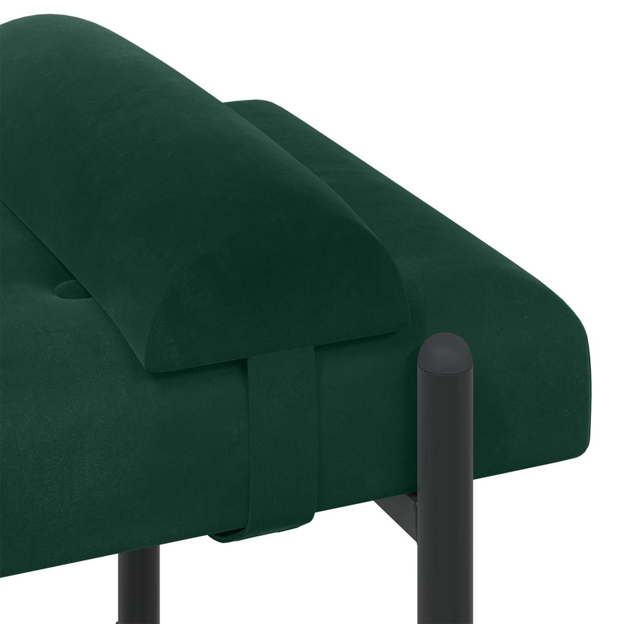 Knop-gestept Bankje met Kussens Donkergroen 110 x 40 x 46 cm