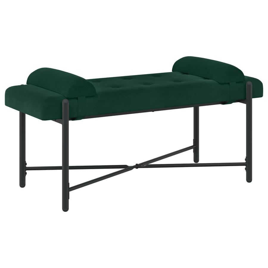 Knop-gestept Bankje met Kussens Donkergroen 110 x 40 x 46 cm