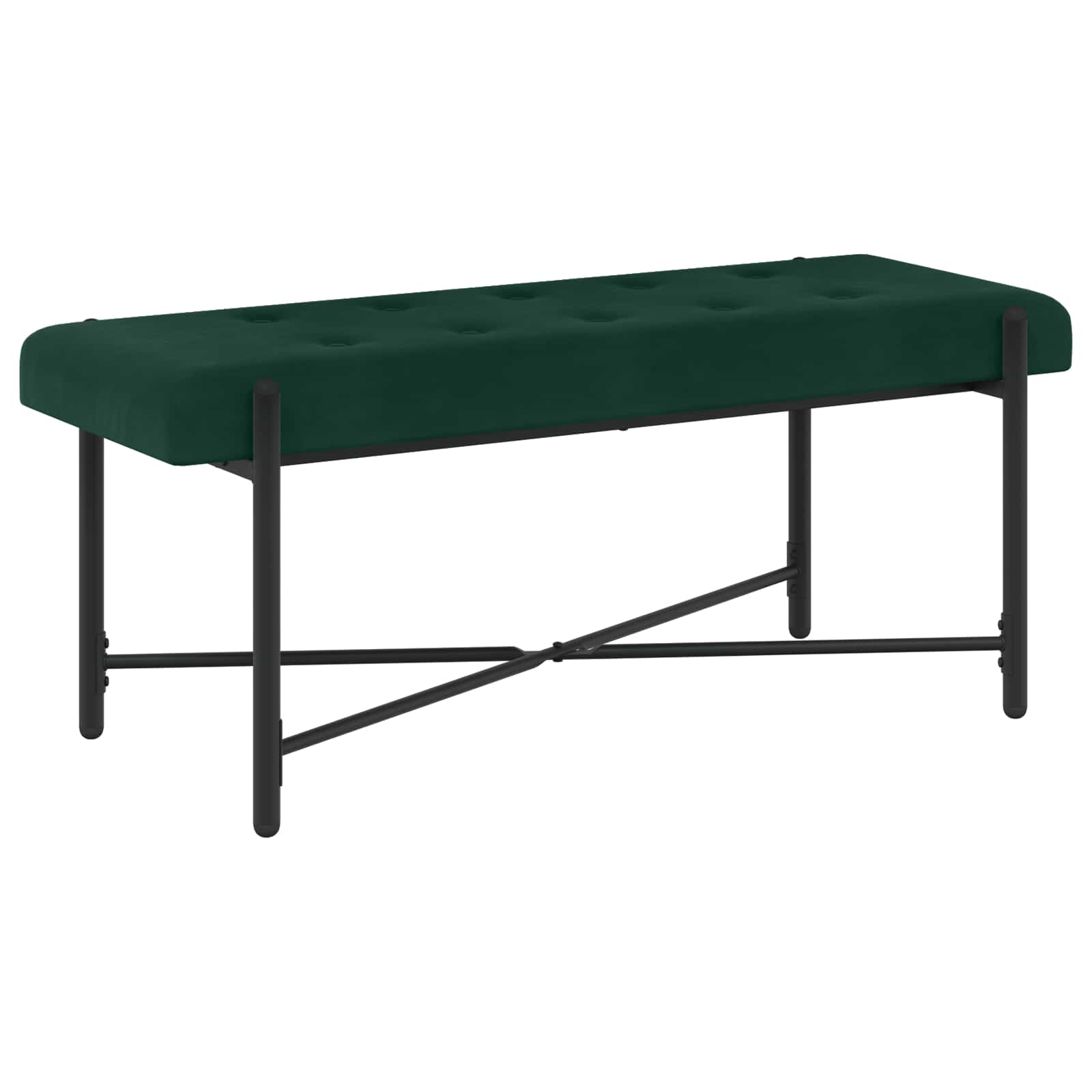 Knop-gestept Bankje met Kussens Donkergroen 110 x 40 x 46 cm