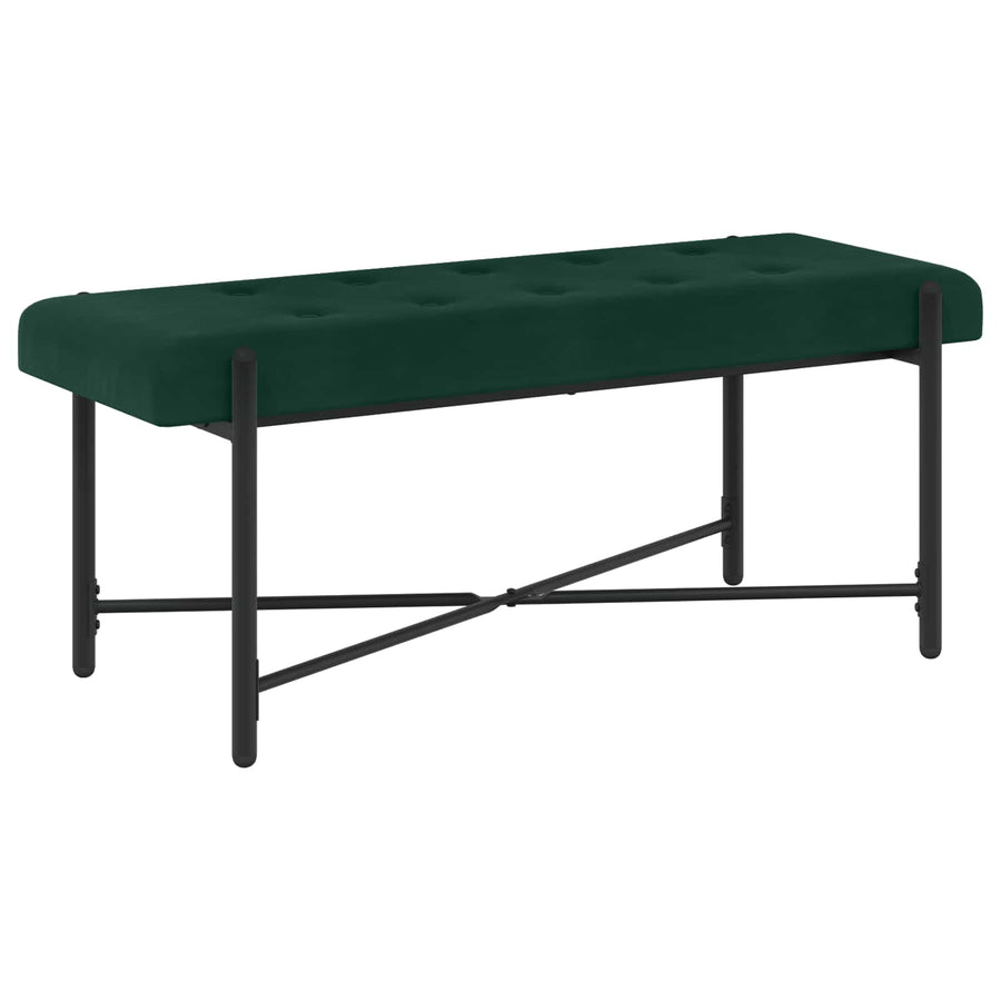 Knop-gestept Bankje met Kussens Donkergroen 110 x 40 x 46 cm