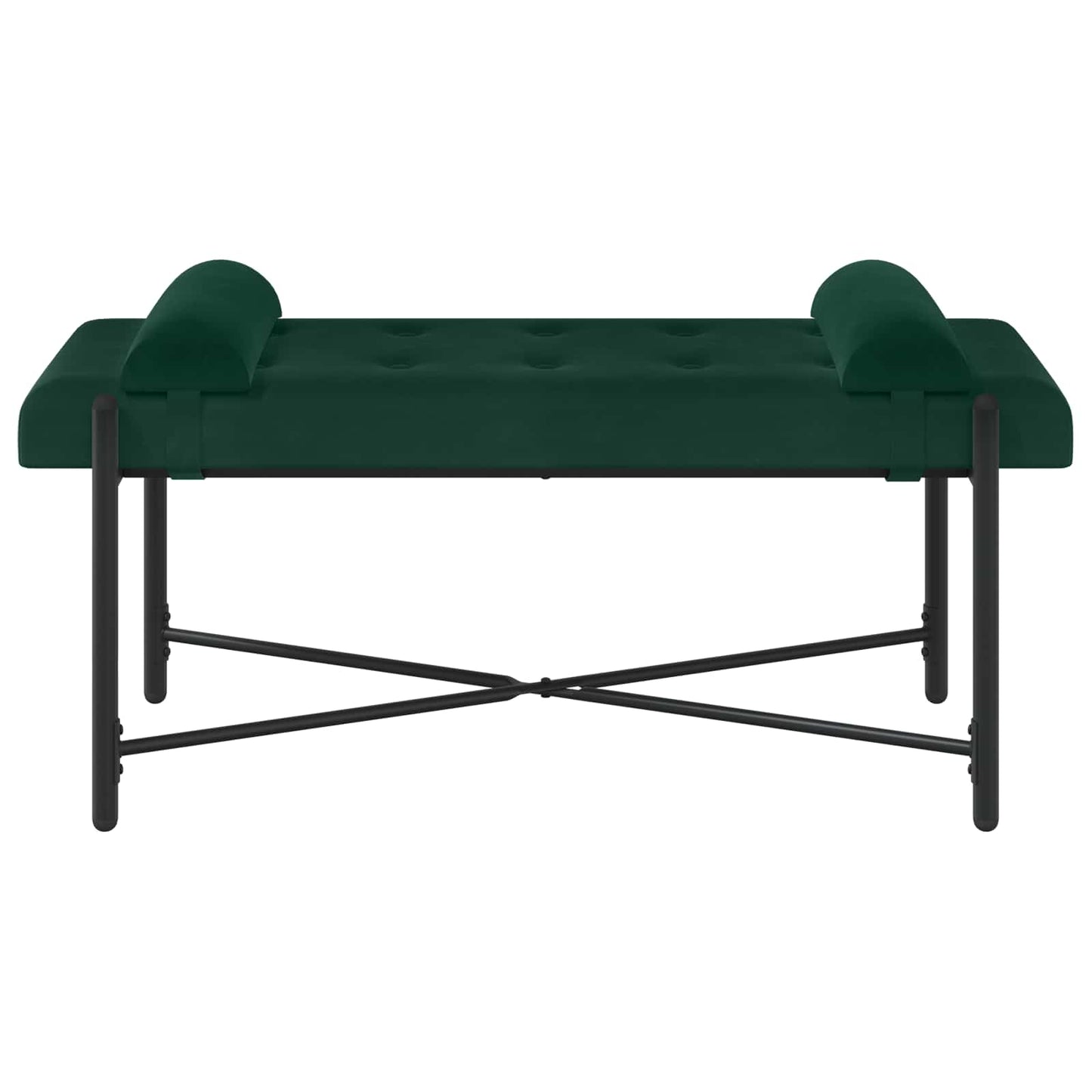 Knop-gestept Bankje met Kussens Donkergroen 110 x 40 x 46 cm