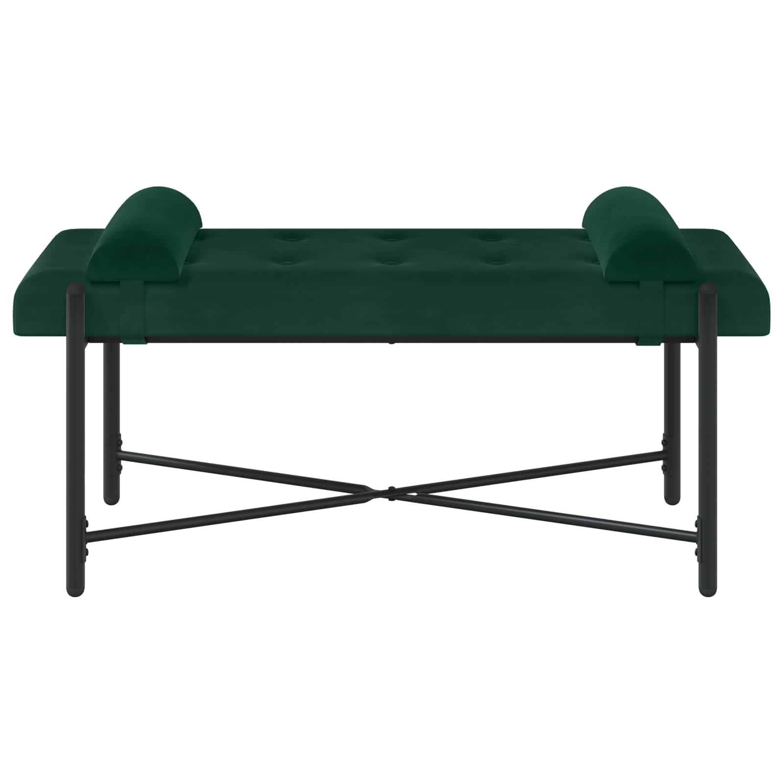 Knop-gestept Bankje met Kussens Donkergroen 110 x 40 x 46 cm