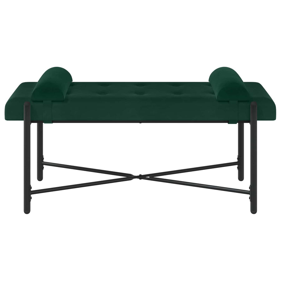 Knop-gestept Bankje met Kussens Donkergroen 110 x 40 x 46 cm