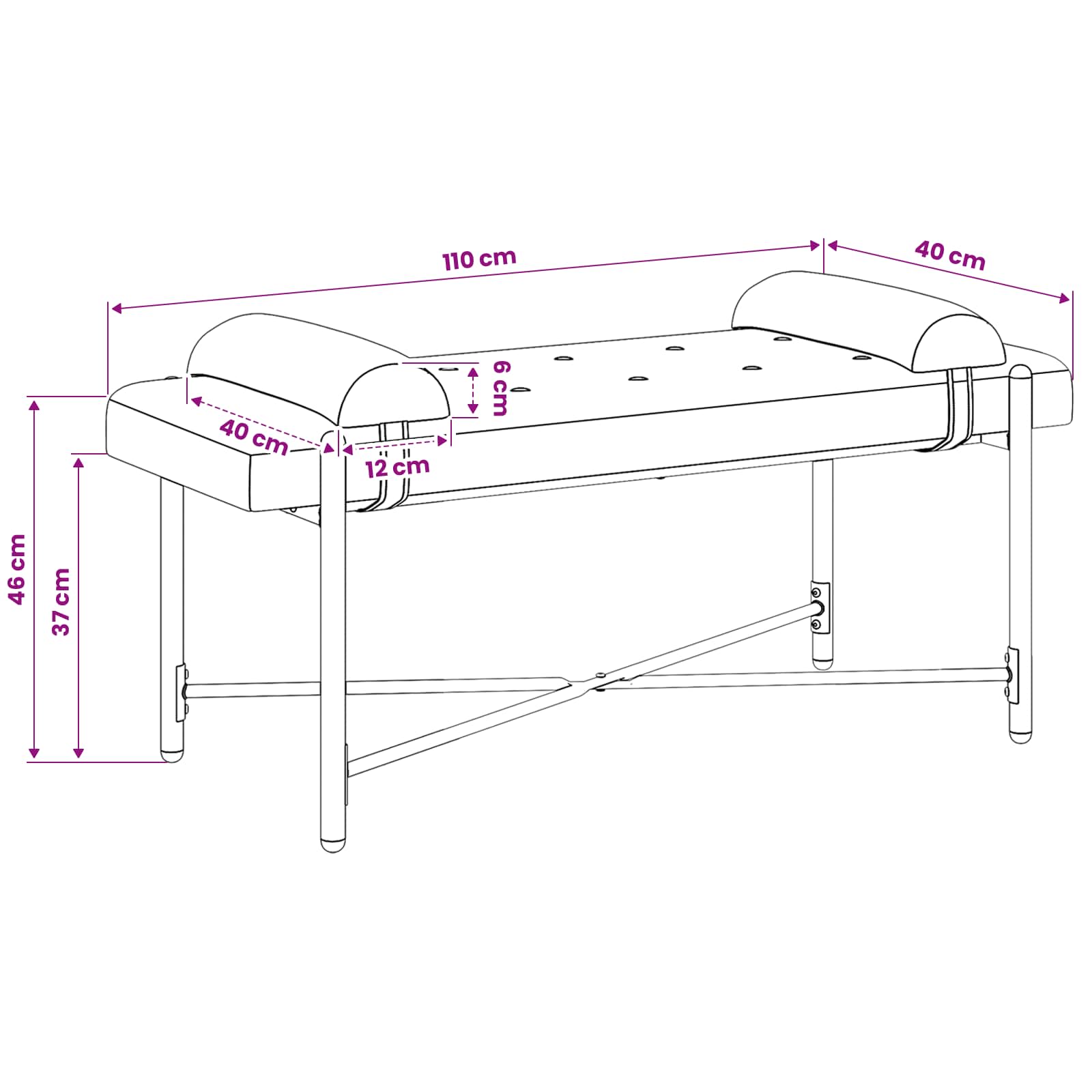 Knop-gestept Bankje met Kussens Donkergroen 110 x 40 x 46 cm