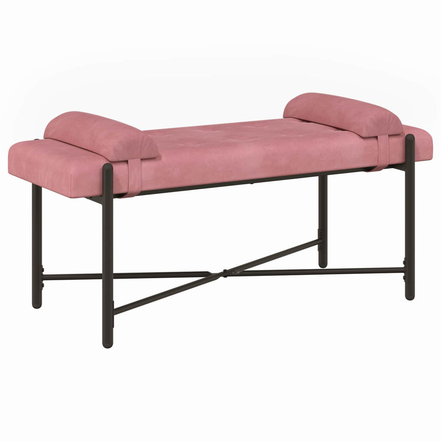 Knop-gestept Bankje met Kussens Roze 110 x 40 x 46 cm Fluweel