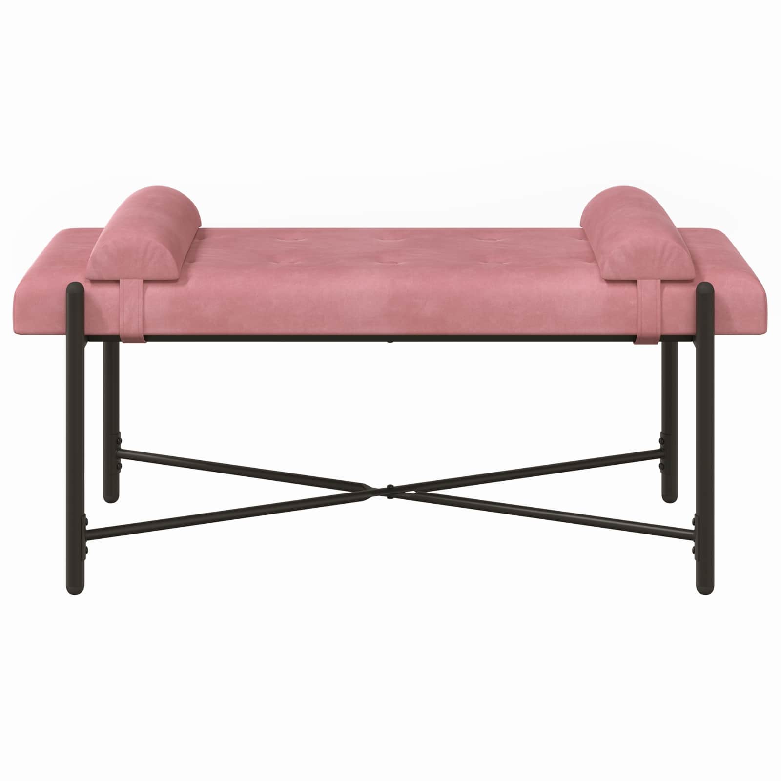 Knop-gestept Bankje met Kussens Roze 110 x 40 x 46 cm Fluweel