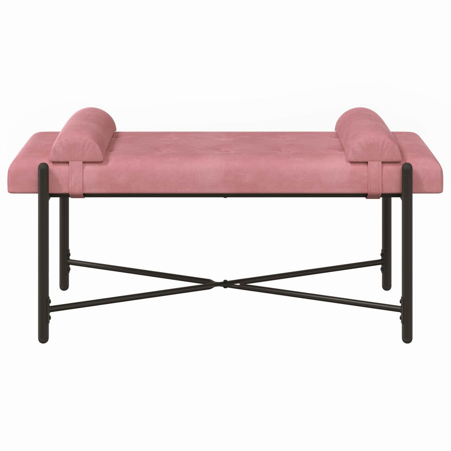 Knop-gestept Bankje met Kussens Roze 110 x 40 x 46 cm Fluweel